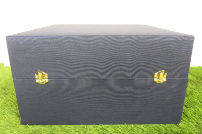 Siam Ceramic Handmade Navy Fabric Storage Box with Navy Satin Fabric Interior. Size H20 x W37 x D37cm.