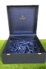 Siam Ceramic Handmade Navy Fabric Storage Box with Navy Satin Fabric Interior. Size H20 x W37 x D37cm. - 3