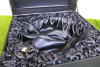The East India Company Navy Fabric Storage Box with Navy Satin Fabric Interior. Size H22 x W38 x D34cm. - 5