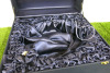 The East India Company Navy Fabric Storage Box with Navy Satin Fabric Interior. Size H22 x W38 x D34cm. - 5