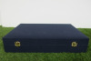 The East India Company Navy Fabric Storage Box with Navy Satin Fabric Interior. Size H8 x W42 x D29cm.
