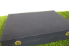 The East India Company Navy Fabric Storage Box with Navy Satin Fabric Interior. Size H8 x W42 x D29cm. - 2