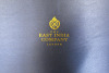 The East India Company Navy Fabric Storage Box with Navy Satin Fabric Interior. Size H8 x W42 x D29cm. - 4