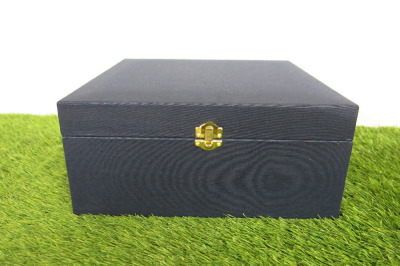 The East India Company Navy Fabric Storage Box with Navy Satin Fabric Interior. Size H13 x W28 x D28cm.