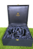 The East India Company Navy Fabric Storage Box with Navy Satin Fabric Interior. Size H13 x W28 x D28cm. - 3
