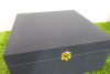 The East India Company Navy Fabric Storage Box with Navy Satin Fabric Interior. Size H13 x W28 x D28cm. - 2