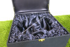 The East India Company Navy Fabric Storage Box with Navy Satin Fabric Interior. Size H13 x W28 x D28cm. - 5