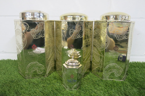 4 x 'The East India Company' Polished Tea Caddy's to Include: 3 x H30cm & 1 x H10cm.