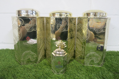 4 x 'The East India Company' Polished Tea Caddy's to Include: 3 x H30cm & 1 x H10cm.