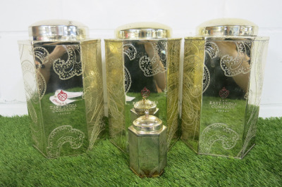 4 x 'The East India Company' Polished Tea Caddy's to Include: 3 x H30cm & 1 x H10cm.