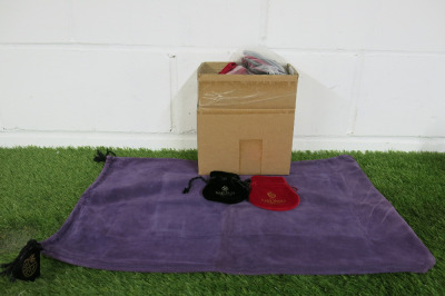 The East India Company Decorative Bags & Pouches to Include: 1 x Purple Velvet Bag & Multiple Black & Red Pouches.