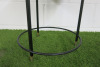 Short Circular Side Table with Glass Top, Black Legs & Gold Hardware. - 3