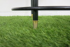 Short Circular Side Table with Glass Top, Black Legs & Gold Hardware. - 4
