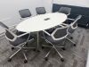 Orangebox Oval Meeting Table & 6 x Steelcase Chairs to Include: 6 x Steelcase 57400-Sarrebourg Grey & White Mesh Back Swivel Chairs & Oval Table with Centre Power Unit. Table 200 x 100cm.