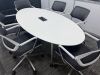 Orangebox Oval Meeting Table & 6 x Steelcase Chairs to Include: 6 x Steelcase 57400-Sarrebourg Grey & White Mesh Back Swivel Chairs & Oval Table with Centre Power Unit. Table 200 x 100cm. - 3