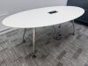 Orangebox Oval Meeting Table & 6 x Steelcase Chairs to Include: 6 x Steelcase 57400-Sarrebourg Grey & White Mesh Back Swivel Chairs & Oval Table with Centre Power Unit. Table 200 x 100cm. - 7