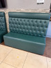 7 x Dark Green Faux Leather Button Back Banquet Seats. Size 120 x 160 x 57cm. - 8