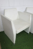 10 x White Casa Desus Barcelona Designer Dining/Board Chairs on Ball Roller Feet. Premium White Leather. - 3