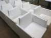 10 x White Casa Desus Barcelona Designer Dining/Board Chairs on Ball Roller Feet. Premium White Leather. - 10