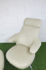 James Irvin Designed B & B Italia Model Radar Italian Ivory Iconic Modern Italian Furniturem Sculptural Design, Plush Leather Easy Chair on 4 Spoke Metal Swivel Base with Ottoman. - 2