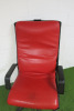 Paltrona Frey Designed by FA Porsche Red Leather & Black Frame Office Swivel Chair. - 2
