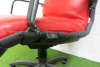 Paltrona Frey Designed by FA Porsche Red Leather & Black Frame Office Swivel Chair. - 7