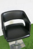 Potocco Italian Leather Heavy Polished Stainless Steel Base High Stool. - 2