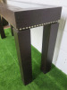 Crocodile Effect Brown Leather Console Table with Glass Insert and Stud Detail, Size H80 x W140 x D40cm. - 3