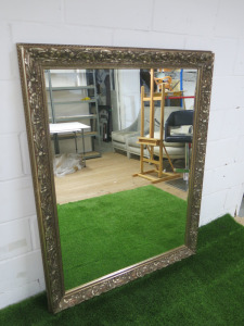 Large Ornate Gold Framed Bevel Edged Mirror, Size H140 x W110cm.