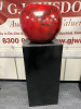 Pair of Statement Apples on Plinths, Standing 1.7m Tall, Each Apple is approx 50cm in Diameter. Painted Steel. - 9