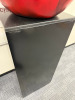 Pair of Statement Apples on Plinths, Standing 1.7m Tall, Each Apple is approx 50cm in Diameter. Painted Steel. - 11