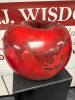 Pair of Statement Apples on Plinths, Standing 1.7m Tall, Each Apple is approx 50cm in Diameter. Painted Steel. - 12