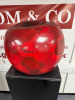 Pair of Statement Apples on Plinths, Standing 1.7m Tall, Each Apple is approx 50cm in Diameter. Painted Steel. - 16