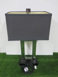 Andrew Martin Carington Table Lamp in Silver with Black Base. Comes with Shade, Model T59-483A.
