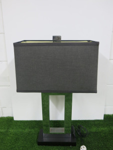 Andrew Martin Carington Table Lamp in Silver with Black Base. Comes with Shade, Model T59-483A.