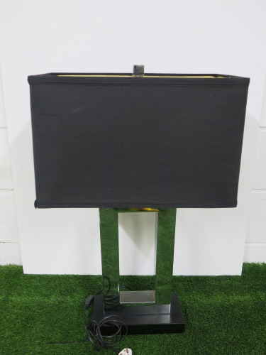 Andrew Martin Carington Table Lamp in Silver with Black Base. Comes with Shade, Model T59-483A.
