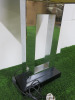 Andrew Martin Carington Table Lamp in Silver with Black Base. Comes with Shade, Model T59-483A. - 2