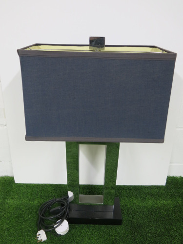Andrew Martin Carington Table Lamp in Silver with Black Base. Comes with Shade, Model T59-483A.