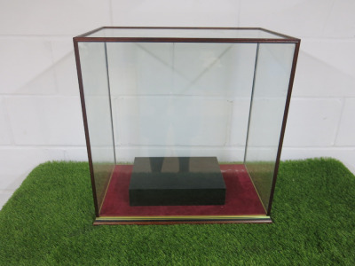 Glass Display Case with Wooden Plinth, Size H54 x W54 x D32cm.