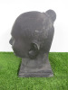 Large Stone Head on Plinth. Size H45cm NOTE: plinth has broken and will require replacement. - 2