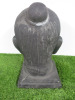 Large Stone Head on Plinth. Size H45cm NOTE: plinth has broken and will require replacement. - 3