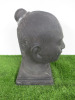 Large Stone Head on Plinth. Size H45cm NOTE: plinth has broken and will require replacement. - 4