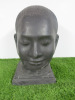 Large Stone Head on Plinth. Size H45cm NOTE: plinth has broken and will require replacement. - 5
