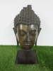 Thai Buddha Head Cast Bronze Figure Statue on Metal Base, Size H50cm . NOTE: head appears damaged (As Viewed/Pictured).