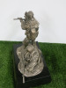 Special Boat Service "Combat Swimmers Break Cover From The Protection of Dark Waters", by Ballantynes of Walkerburn. Electroformed Silver on Granite Base. Size H12". - 17