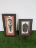 2 x African Face Masks Mounted in Wooden Frame Displays.