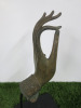 Pair of Bronze Budda Hand Sculptures on Wooden Base. - 2