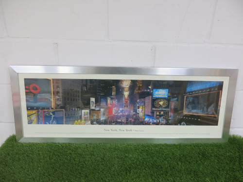 Glazed & Framed Print of "New York New York" Times Square. Photographed by James Blakeway. Size 118 x 40cm.