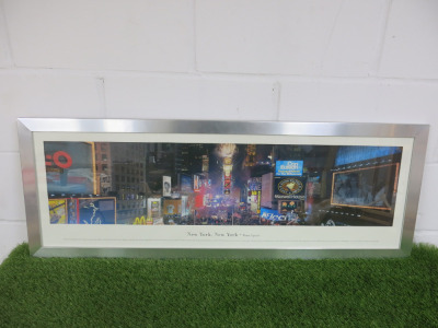 Glazed & Framed Print of "New York New York" Times Square. Photographed by James Blakeway. Size 118 x 40cm.