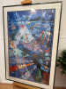 Ibiza Lanoche 'After Dark' Party Scene Poster, By John Lodi, Framed, Glazed & Mounted by Norman Herringshaw. Size H114 x W89cm.